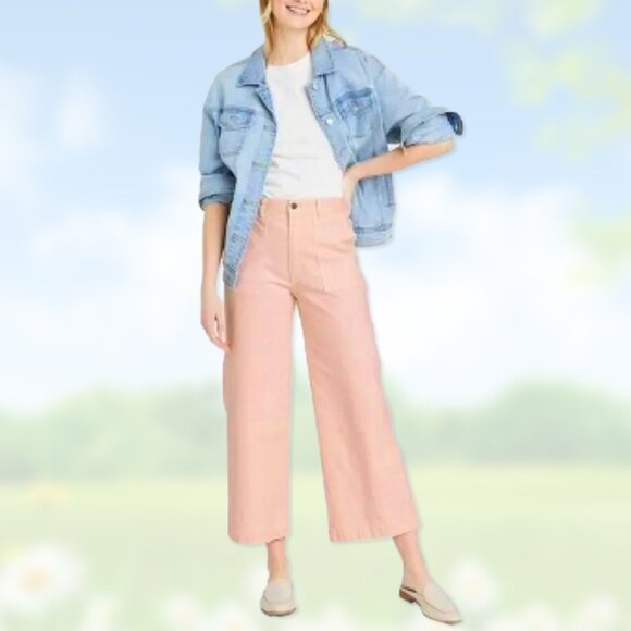Universal Thread Denim - NWT Highest-Rise Wide-Leg Peach/Pink Crop Jeans - Women's Sizes 12, 16, 18 Pants